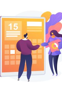 Project deadline date planning. Workflow organization, time optimization, agenda. Office event management isolated design element. Company managers. Vector isolated concept metaphor illustration